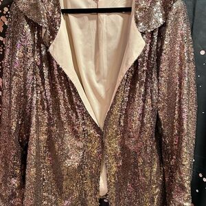 Lane Bryant Sequin Blazer in Gold and Pink